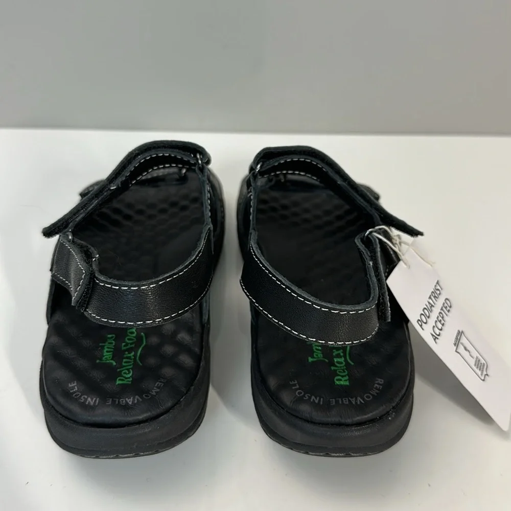 NWT Jambu Black Leather Ruby Relax Foam Sandals Size 9